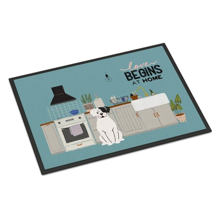 Carolines Treasures 18 x 27 in. White Boxer Kitchen Scene Indoor or Outdoor Mat CK7818MAT